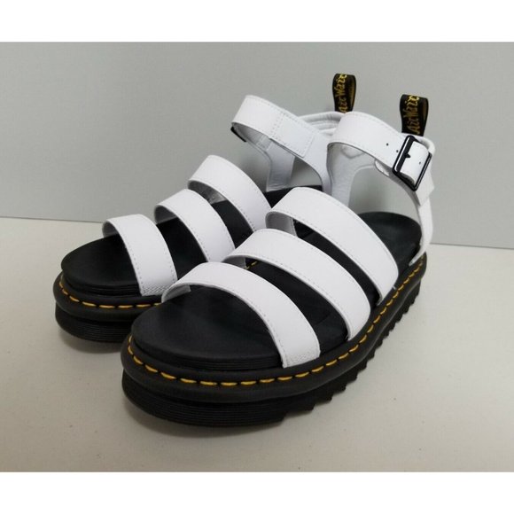 Doc Martens Blaire Flatform White Leather Sandals Women's Size 9 41 - Picture 2 of 6